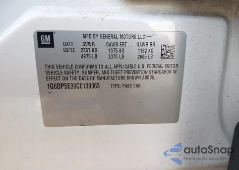 2012 Cadillac Cts Premium from USA, damaged, VIN 1G6DP5E39C0139063